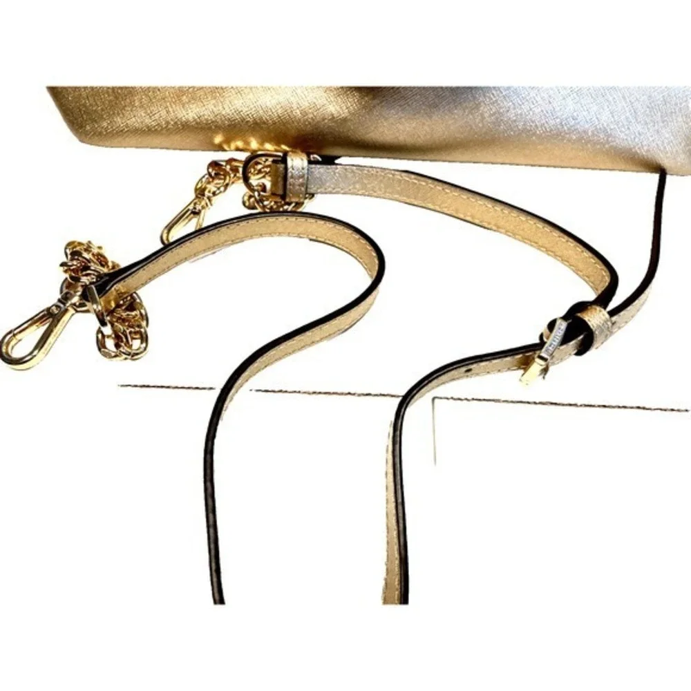 Michael Kors Emmy Dome Satchel Purse‎ Crossbody Metallic Gold Medium